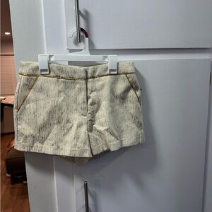 Forever 21 Cream Textured High Waist Shorts with Gold Trim